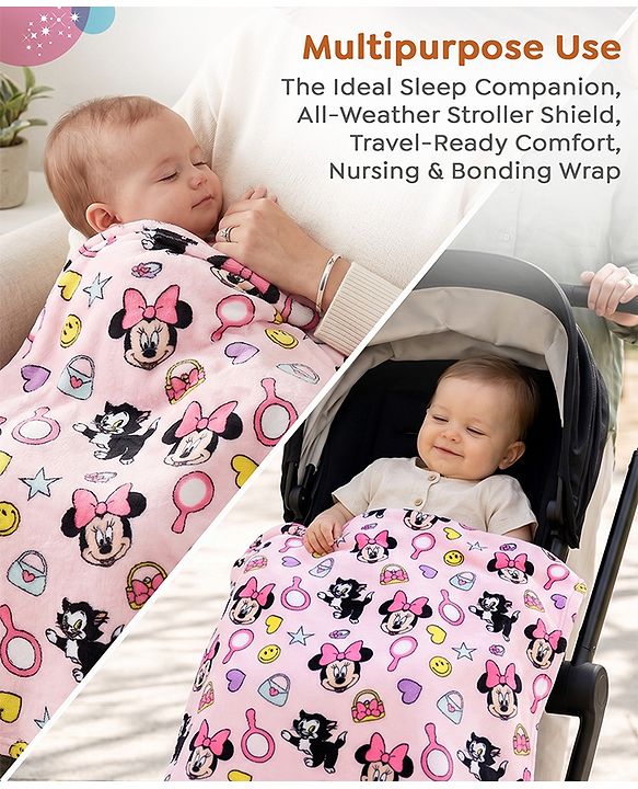 Babyhug Disney Mink Blanket Minnie Mouse Print - Pink