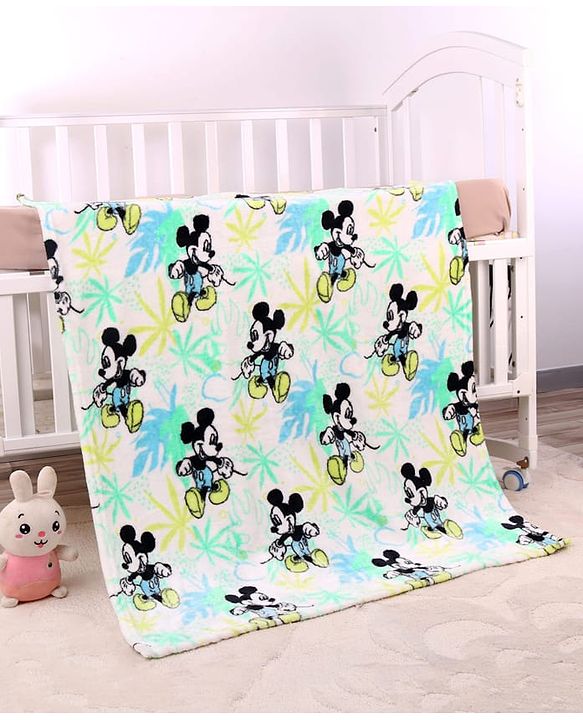 Babyhug Lightweight Disney Single Ply Mink Blanket Smiley Mickey  Print- Brown