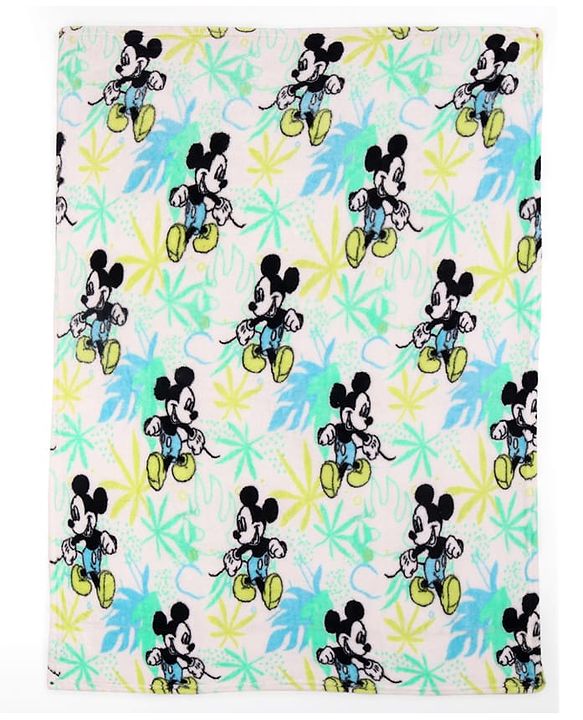 Babyhug Lightweight Disney Single Ply Mink Blanket Smiley Mickey  Print- Brown