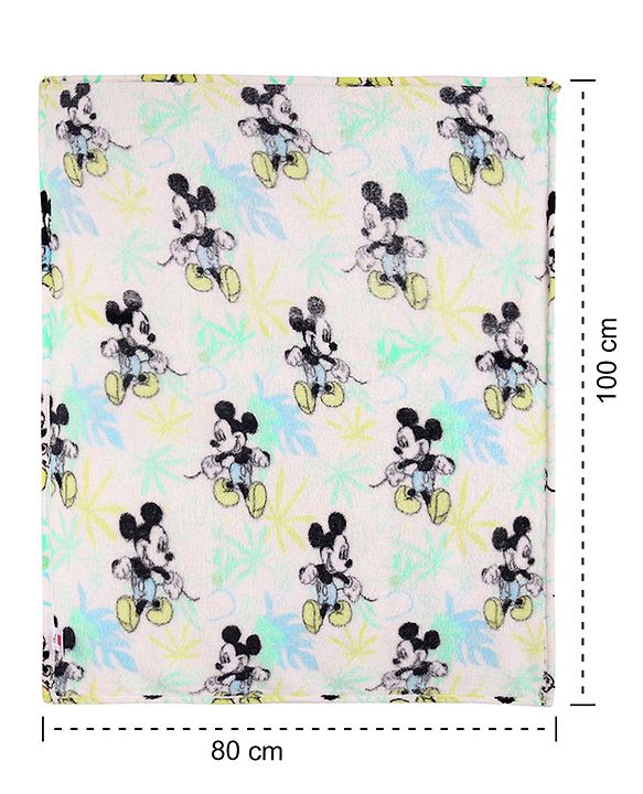 Babyhug Lightweight Disney Single Ply Mink Blanket Smiley Mickey  Print- Brown