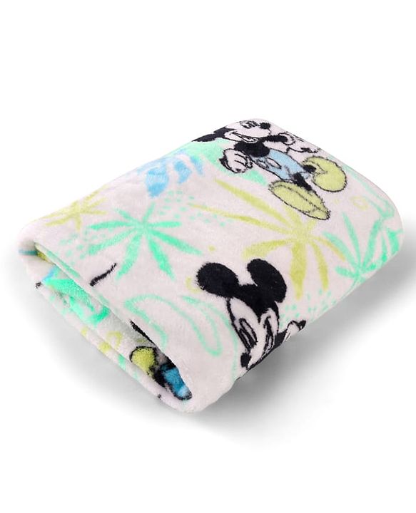 Babyhug Lightweight Disney Single Ply Mink Blanket Smiley Mickey  Print- Brown