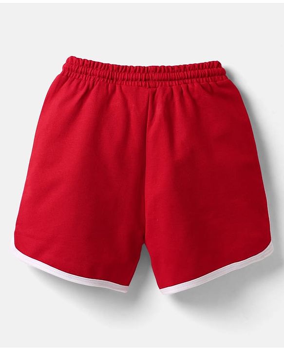 Pine Kids Single Jersey Knit Half Sleeves Top & Shorts Set With Brooklyn Print - Red & White
