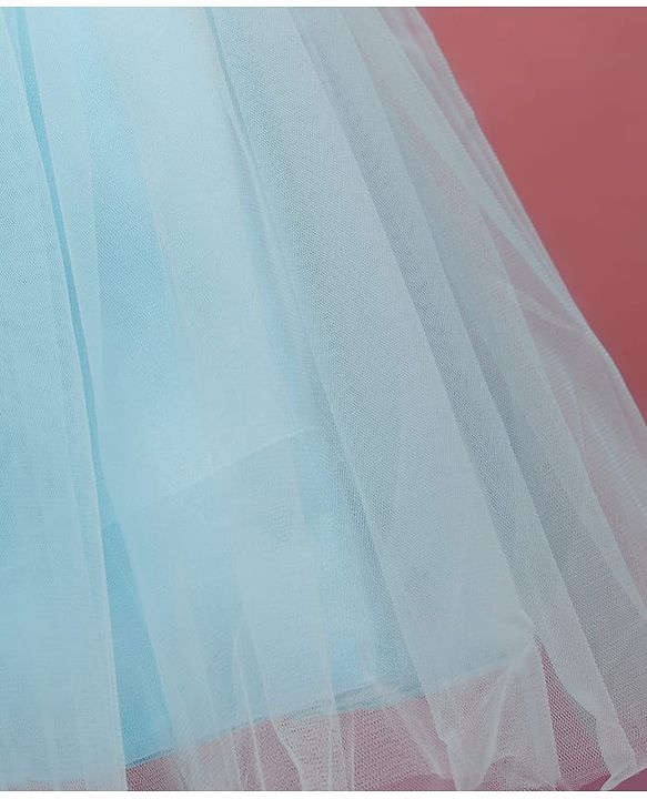 Pine Kids Woven Sleeveless Mesh Party Dress with Sequin Detailing & Bow Applique - Light Blue