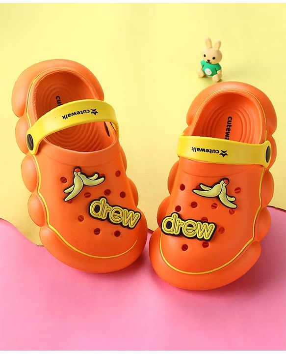 Cute Walk by Babyhug Backstrap Closure Clogs With Applique - Orange
