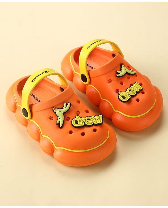 Cute Walk by Babyhug Backstrap Closure Clogs With Applique - Orange