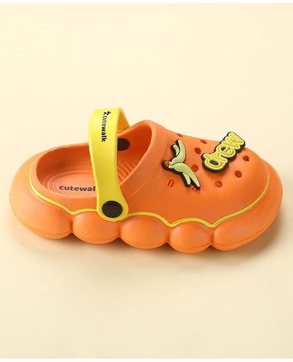 Cute Walk by Babyhug Backstrap Closure Clogs With Applique - Orange