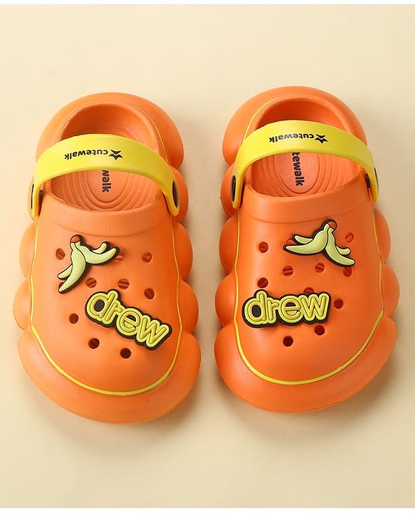 Cute Walk by Babyhug Backstrap Closure Clogs With Applique - Orange