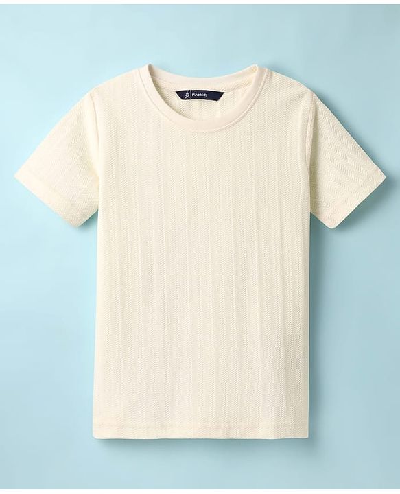 Pine Kids Knit Half Sleeves Solid T-Shirt & Shorts Co-Ord Set - White