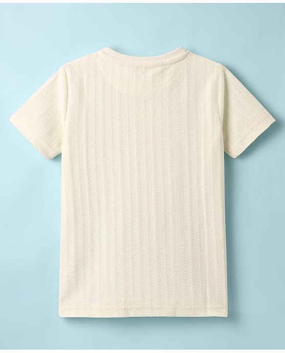 Pine Kids Knit Half Sleeves Solid T-Shirt & Shorts Co-Ord Set - White