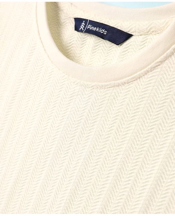 Pine Kids Knit Half Sleeves Solid T-Shirt & Shorts Co-Ord Set - White