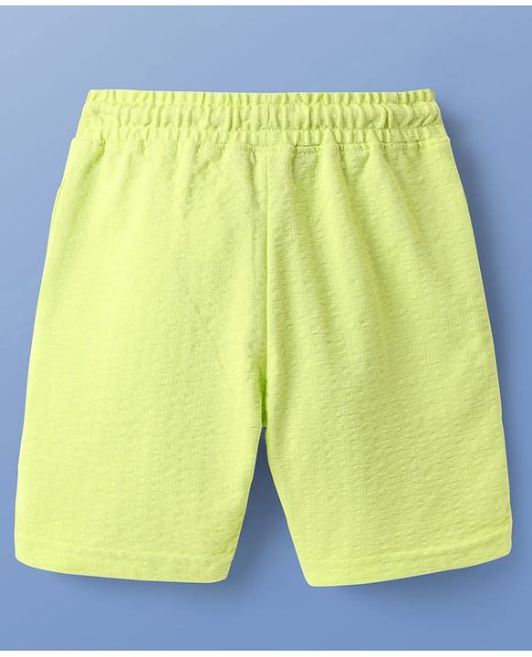 Pine Kids Knit Half Sleeves Solid T-Shirt & Shorts Co-Ord Set - Lime Green