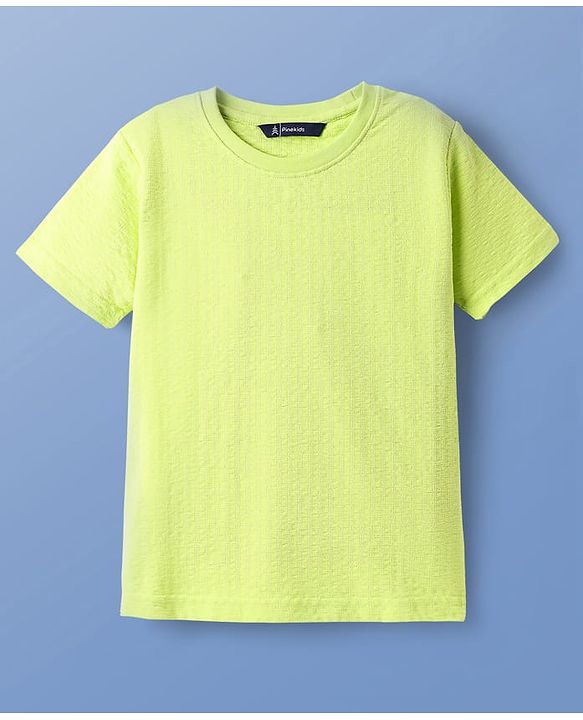 Pine Kids Knit Half Sleeves Solid T-Shirt & Shorts Co-Ord Set - Lime Green