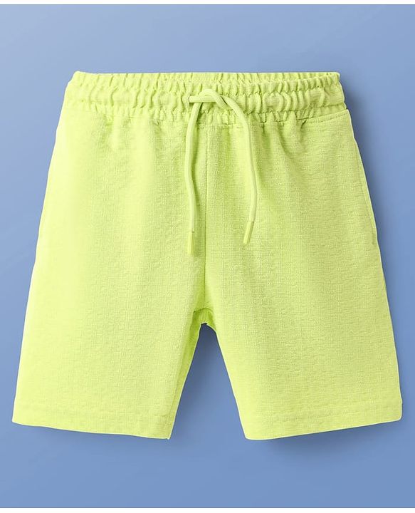 Pine Kids Knit Half Sleeves Solid T-Shirt & Shorts Co-Ord Set - Lime Green
