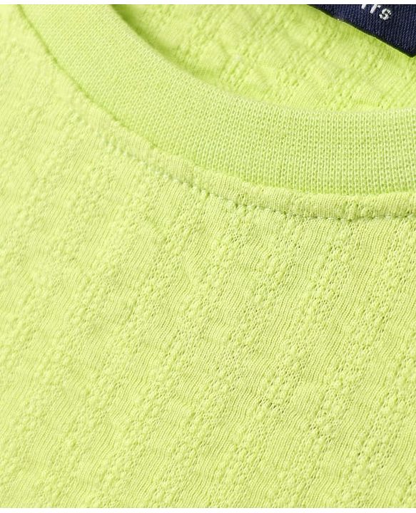 Pine Kids Knit Half Sleeves Solid T-Shirt & Shorts Co-Ord Set - Lime Green