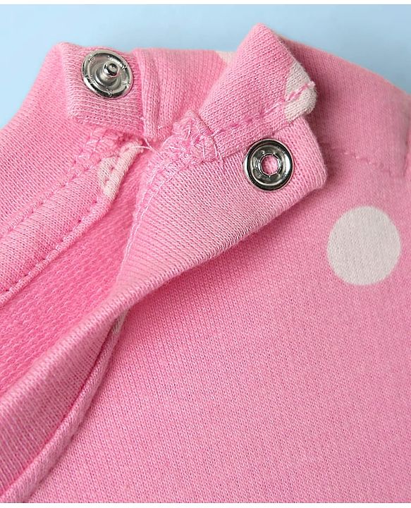 Babyhug Cotton Knit Half Sleeves T-Shirt with Polka Dots & Sling Bag Print - Pink