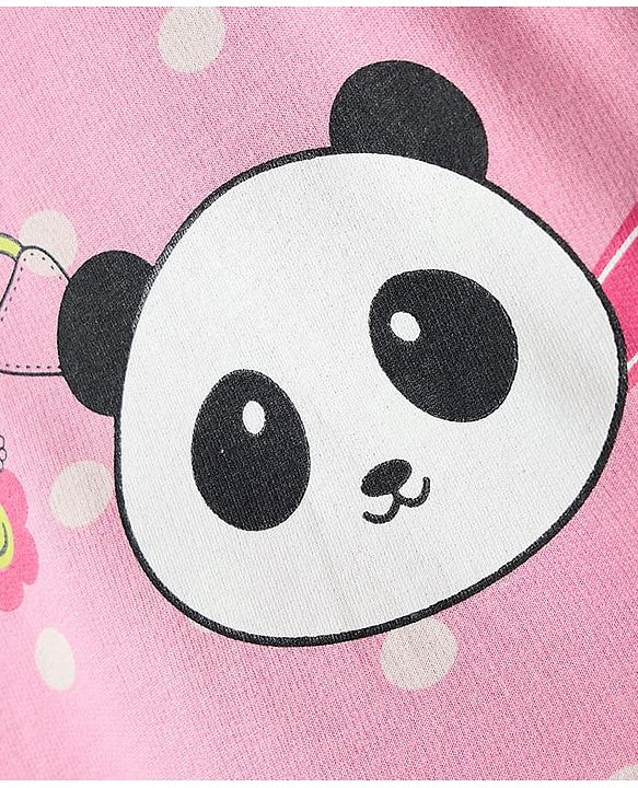 Babyhug Cotton Knit Half Sleeves T-Shirt with Polka Dots & Sling Bag Print - Pink