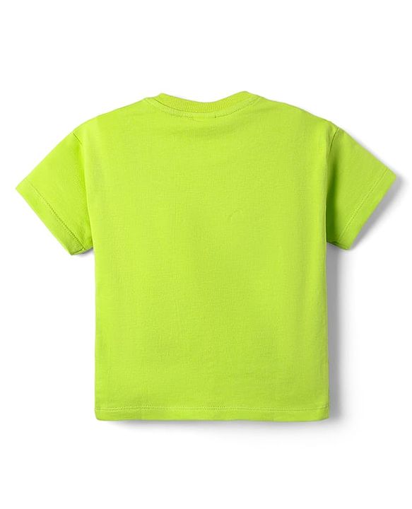 Babyhug Cotton Knit Half Sleeves Crop T-Shirt with Beach Theme Print - Light Green