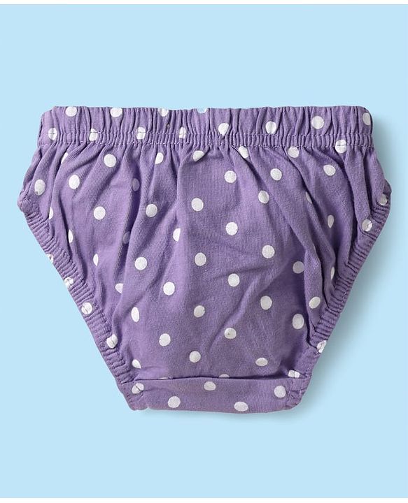 Babyhug 100% Cotton Knit Antibacterial Panties with Floral & Polka Dots Print Pack of 3 - Pink Lilac & White