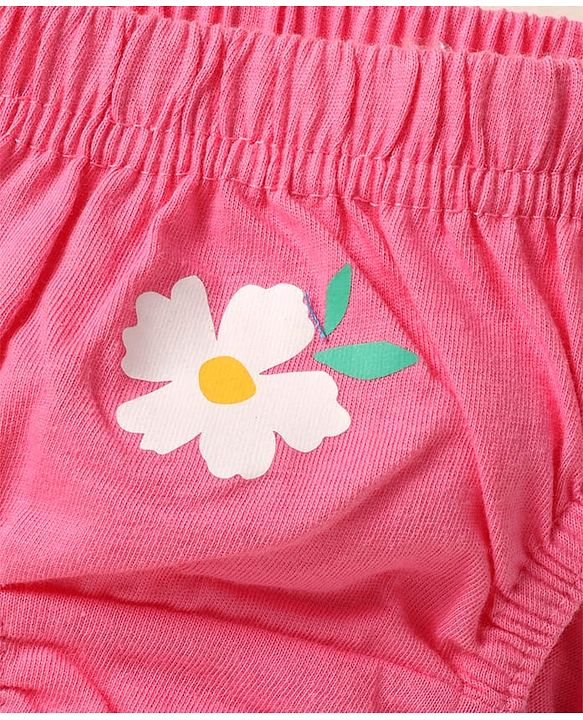Babyhug 100% Cotton Knit Antibacterial Panties with Floral & Polka Dots Print Pack of 3 - Pink Lilac & White
