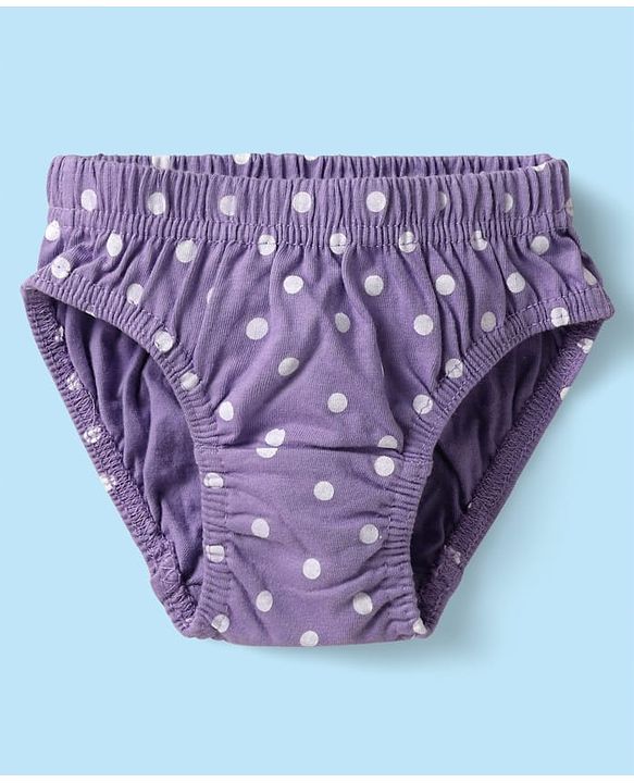 Babyhug 100% Cotton Knit Antibacterial Panties with Floral & Polka Dots Print Pack of 3 - Pink Lilac & White