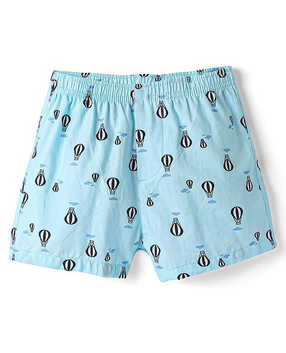 Pine Kids Cotton Knit Boxers with Hot Air Balloon & Bird Print Pack of 2 (Color May Vary)