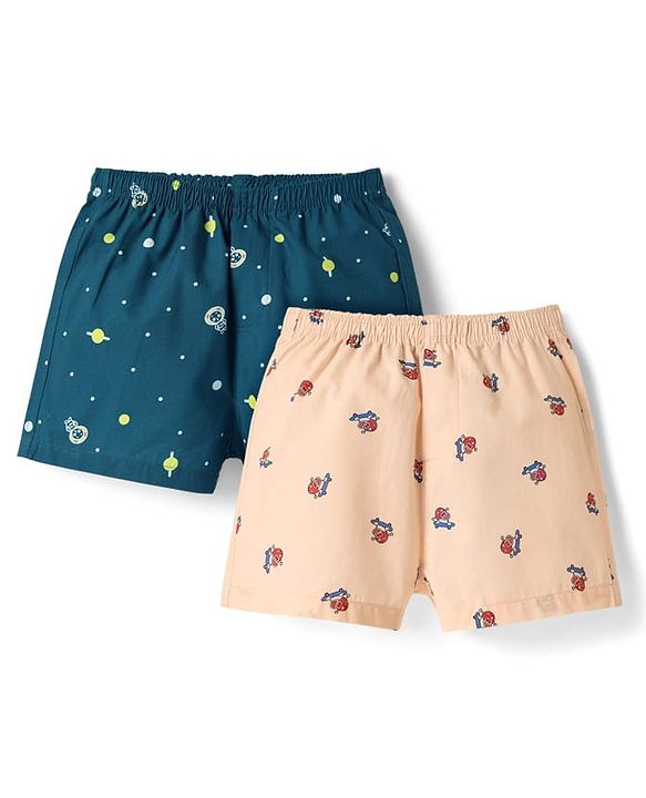 Pine Kids Cotton Woven Printed Boxers Pack Of 2 (Colour May Vary)