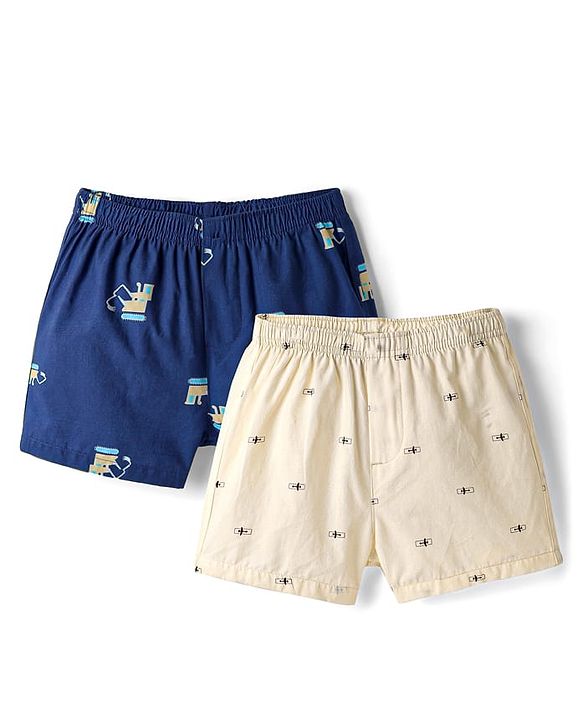 Pine Kids Cotton Knit Boxers with Abstract Print Pack of 2 (Color May Vary)