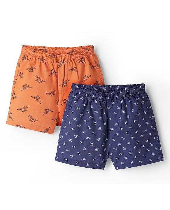 Pine Kids Cotton Woven Boxers With Animal Print Pack Of 2 (Colour May Vary)