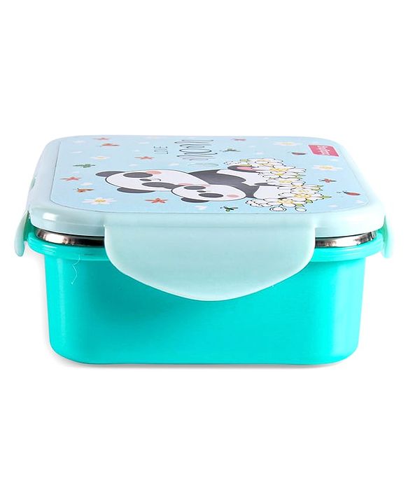Babyhug Space Stainless Steel Lunch Box|BPA Free|Leak Proof|1 Lunch Box, 1 Container,1 Spoon, 1 Fork|550ML,110ML|Perfect for School Kids & Outdoors|(Color May vary)