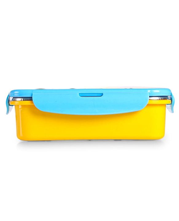 Babyhug Space Stainless Steel Lunch Box|BPA Free|Leak Proof|1 Lunch Box, 1 Container,1 Spoon, 1 Fork|550ML,110ML|Perfect for School Kids & Outdoors|(Color May vary)