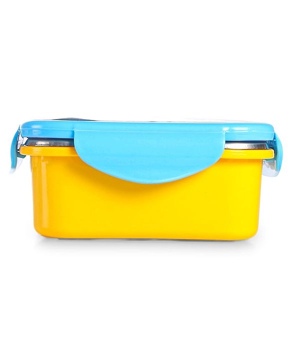 Babyhug Space Stainless Steel Lunch Box|BPA Free|Leak Proof|1 Lunch Box, 1 Container,1 Spoon, 1 Fork|550ML,110ML|Perfect for School Kids & Outdoors|(Color May vary)