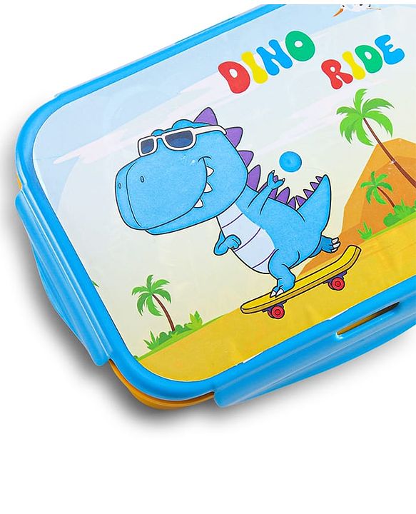 Babyhug Space Stainless Steel Lunch Box|BPA Free|Leak Proof|1 Lunch Box, 1 Container,1 Spoon, 1 Fork|550ML,110ML|Perfect for School Kids & Outdoors|(Color May vary)