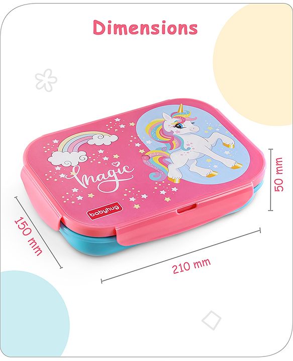 Babyhug Space Stainless Steel Lunch Box|BPA Free|Leak Proof|2 compartment,1 Spoon and 1 Fork|550 ML|Perfect for School Kids & Outdoors|Navy Blue
