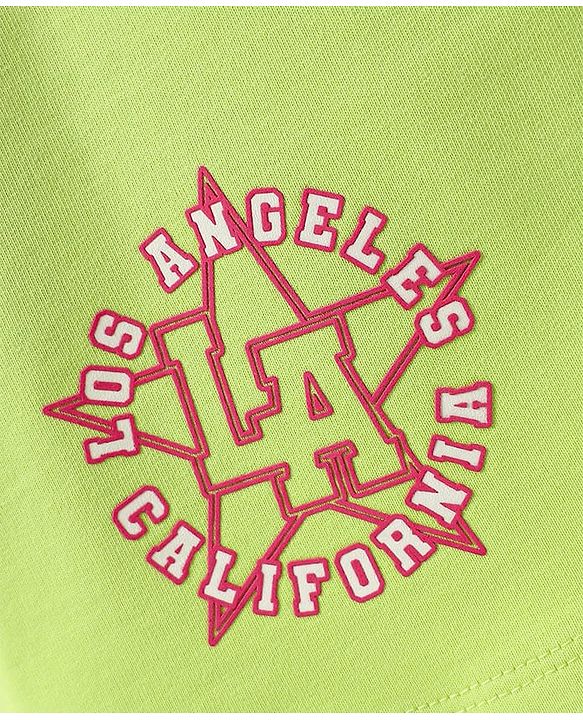 Pine Kids Looper Mid Thigh Shorts With Text Print - Light Green