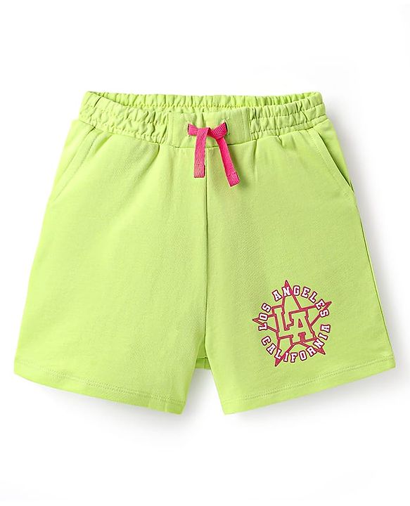 Pine Kids Looper Mid Thigh Shorts With Text Print - Light Green