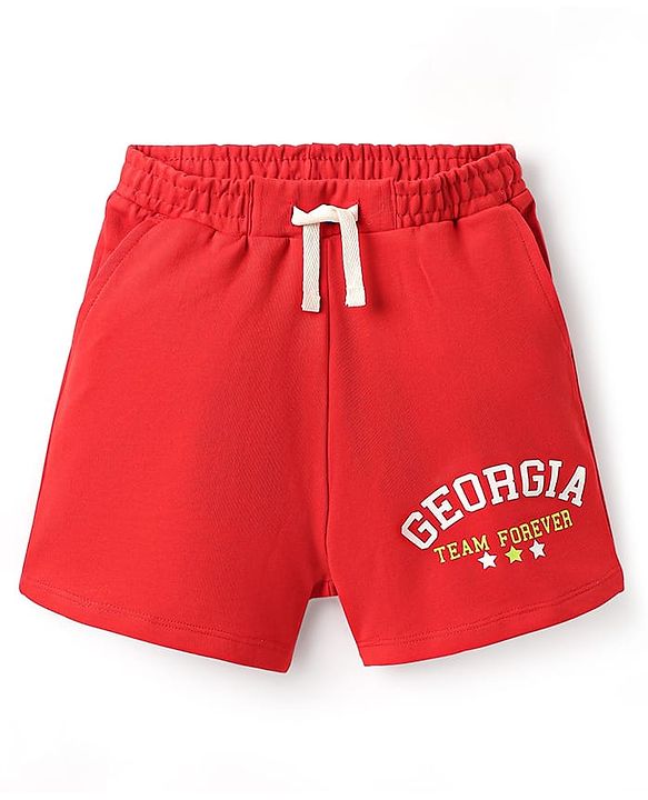 Pine Kids Looper Mid Thigh Shorts With Text Print - Red