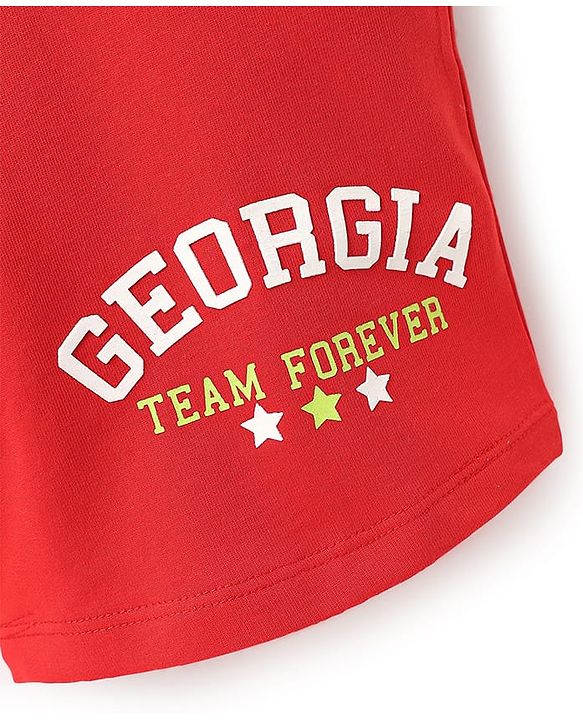 Pine Kids Looper Mid Thigh Shorts With Text Print - Red