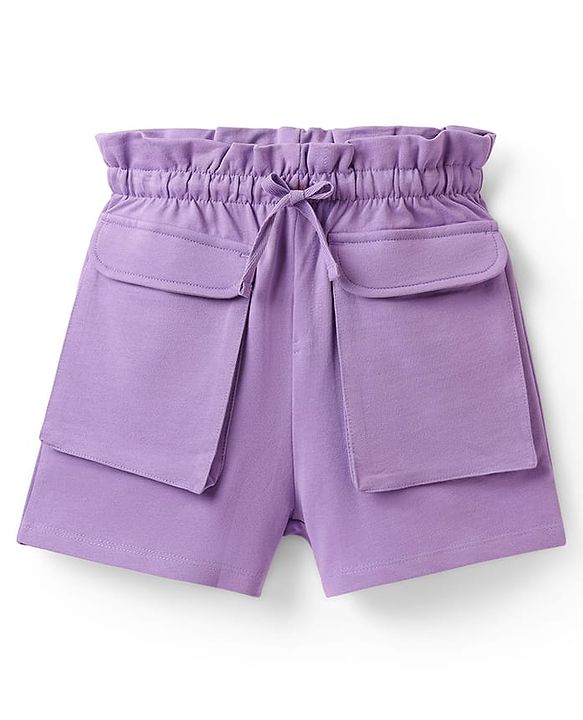 Pine Kids Looper Knit Mid Thigh Solid Colour Shorts - Lavender