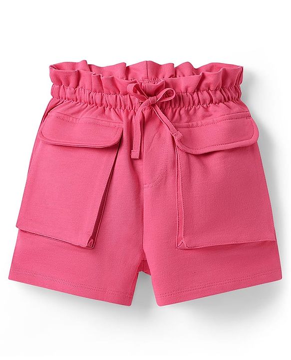 Pine Kids Looper Knit Mid Thigh Solid Colour Shorts - Pink