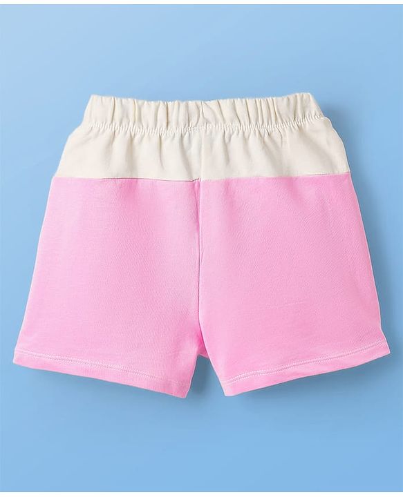 Pine Kids Looper Knit Mid Thigh Shorts With Number Print - White & Pink