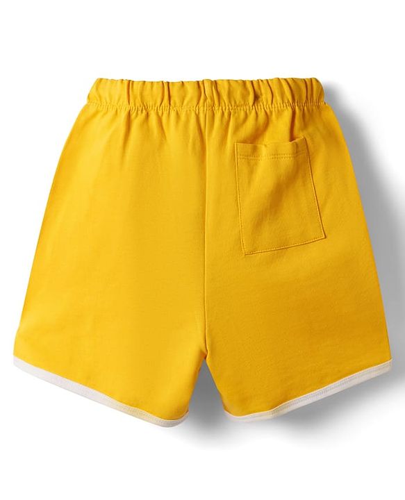 Pine Kids Looper Knit Mid Thigh Shorts With Text Print - Yellow