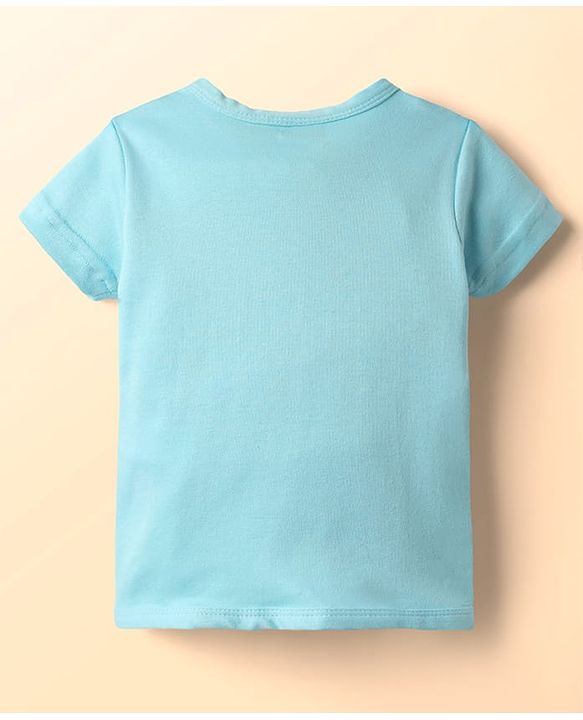 Babyhug Cotton Knit Half Sleeves Shorts Night Suit With Stripes & Bear Print - Light Blue
