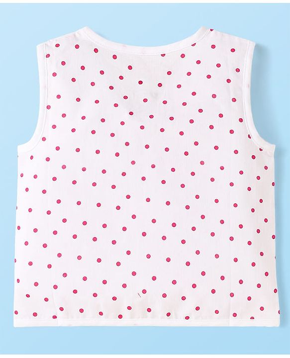 Babyhug 100% Cotton Cambric Woven Front Open Sleeveless Jhablas With Polka Dots & Floral Print Pack Of 3 - Pink & White