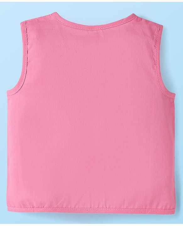 Babyhug 100% Cotton Cambric Woven Front Open Sleeveless Jhablas With Polka Dots & Floral Print Pack Of 3 - Pink & White
