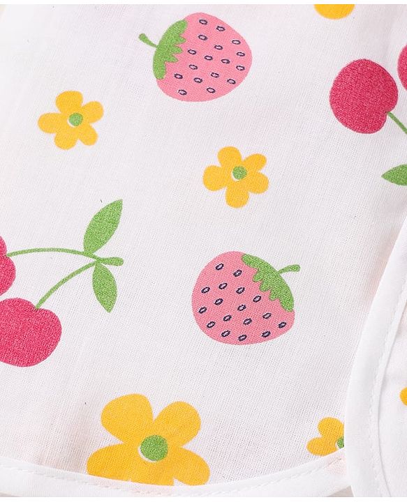 Babyhug 100% Cotton Cambric Woven Front Open Sleeveless Jhablas With Polka Dots & Floral Print Pack Of 3 - Pink & White