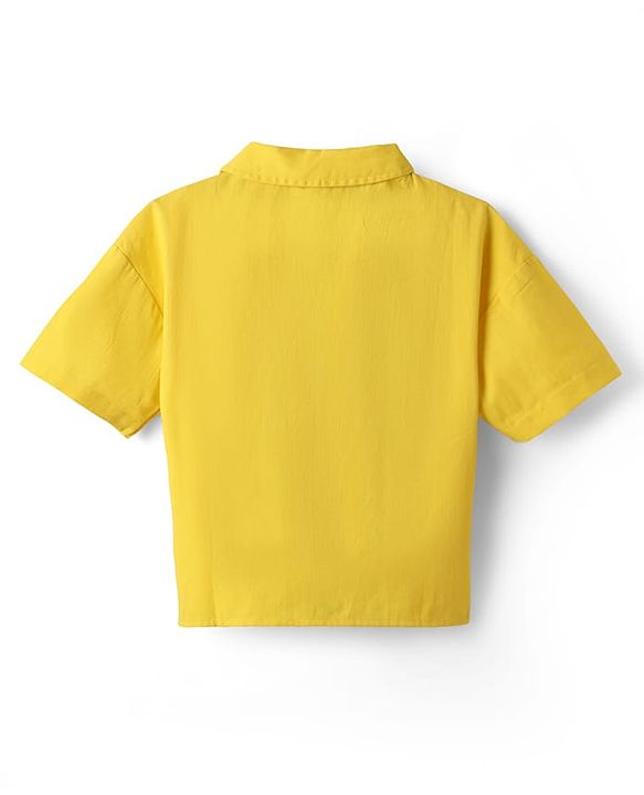 Pine Kids Cotton Woven Half Sleeves Solid Color Top & Shorts Set - Golden