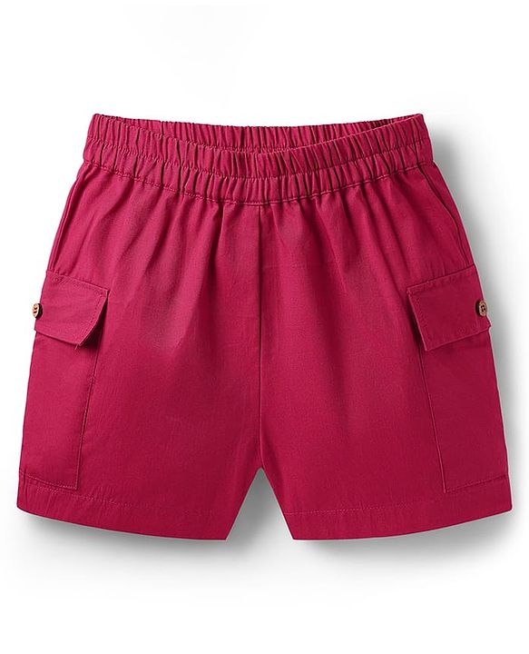 Pine Kids Cotton Woven Half Sleeves Solid Color Top & Shorts Set - Maroon