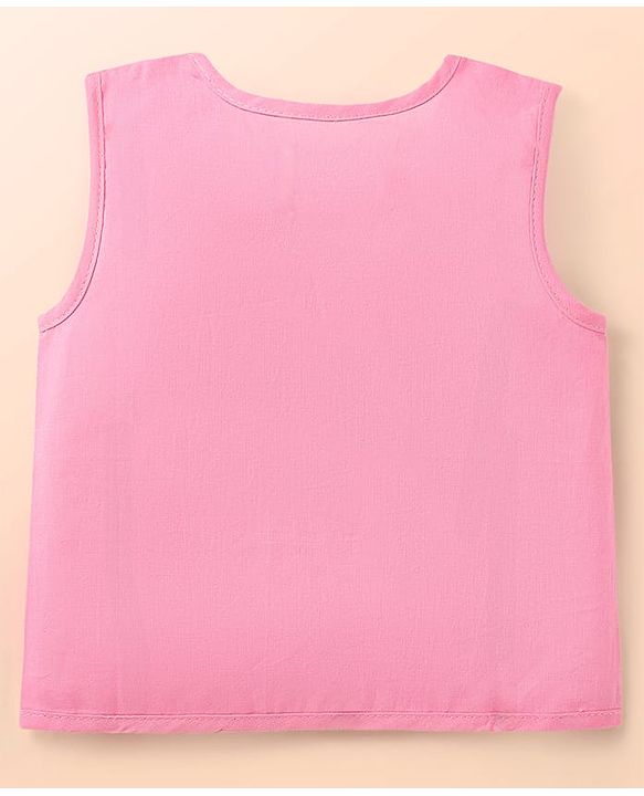 Babyhug 100% Cotton Front Open Sleeveless Jhablas With Floral & Star Print Pack Of 3 - Pink White & Light Blue