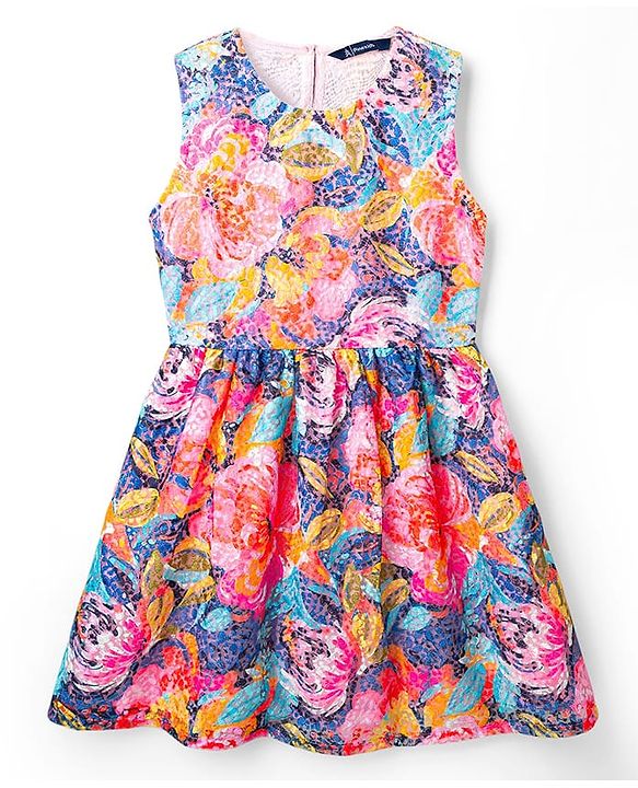 Pine Kids Woven Floral Printed Party Dress with Half Sleeves Jacket - Pink