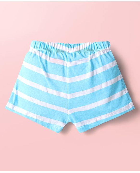 Babyhug 100% Cotton Knit Antibacterial Trunks with Stripes & Animal Print Pack of 3 - Yellow Light Blue & White